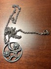 Pendant Necklace -Denmark Mid-Century Jorgen Jensen #379 Pewter Retro dbl Flower — photo 7
