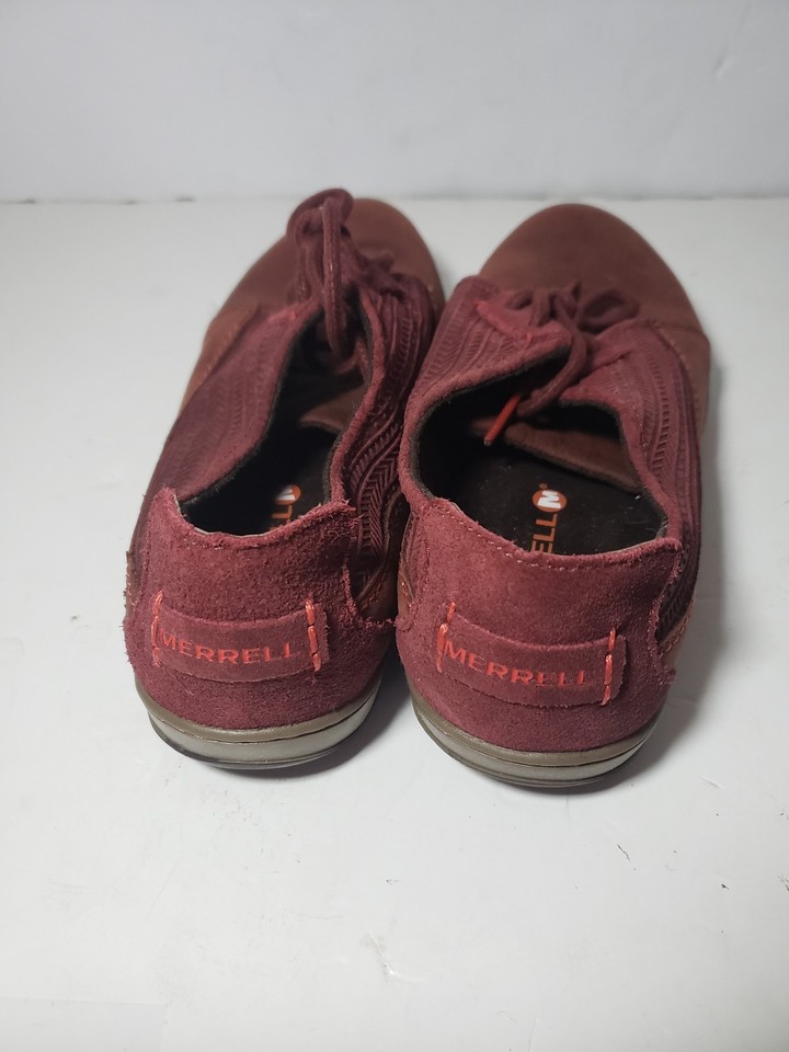 MERRELL Ashland Tie Red Ochre Full Grain Leather Walking Shoes 7M