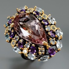 Handmade 22 ct+ Natural Ametrine Ring 925 Sterling Silver Size 8 /R440896