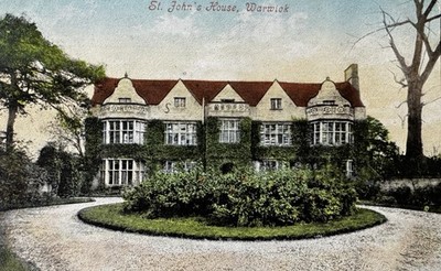 1906 Warwick, St John's House, Valentine Farbe Vintage Postkarte Warwickshire