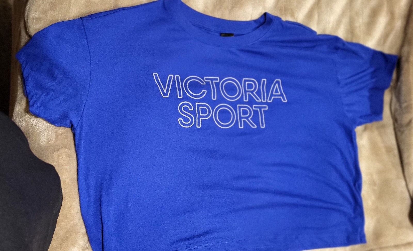 Victoria's Secret Sport Glitter Royal Blue Crop T Shirt Size Medium