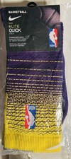 Nike Elite Quick Official NBA Crew Socks 9-13 LG LA Laker Colors New with Tags