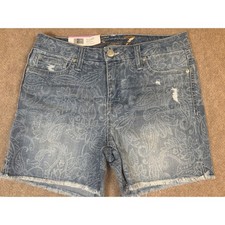 New Seven7 5" Inseam Weekend Shorts Paisley Denim Frayed Hem Size 6