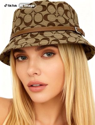 Beige Brown Monogram Bucket Hat Vintage Y2K Coach Signature Monogram Bucket Hat Beige Tan | eBay main image 3