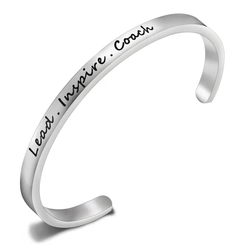 Cheerleader Bracelet Lead Inspire Coach Cuff Bangle Bracelet Cheer Jewelry(SILVE