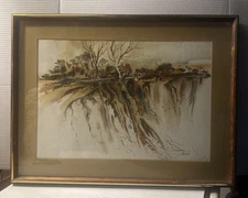 ORIGINAL MCM LORRAINE FIEGE ABSTRACT IMPRESSIONIST LANDSCAPE WATERCOLOR SIGNED