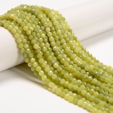 Natural Green Jade Faceted Round Beads Size 5mm 15.5'' Strand