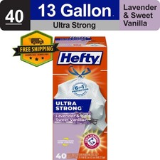 Hefty Ultra Strong 13-Gallon Tall Kitchen Trash Bags, 40 Count