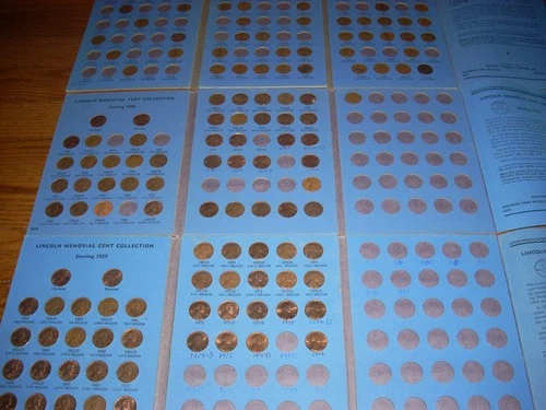 1909 -1965 Lincoln / Wheat Cent Collection In 3 Whitman Albums Partially Filled.