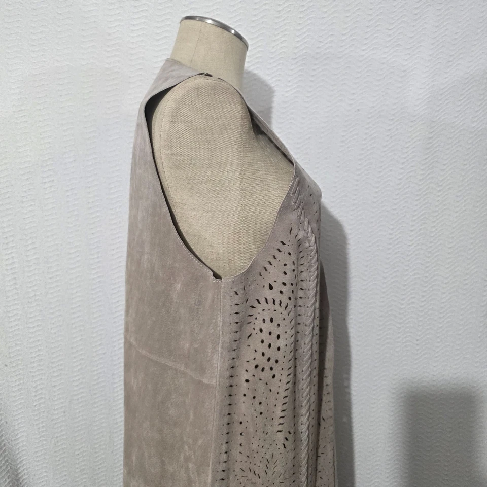 NWT Scully Light  Beige Suede Lace  LongCardigan Vest w/ Fringe L - Image 4 of 4