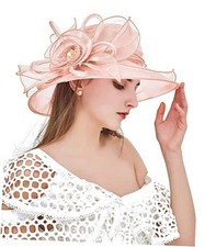 Z X Organza Church Wedding Tea Party Derby Hats for 022 Peach Pink Fascinator