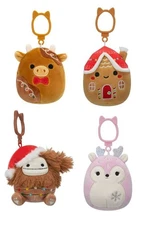 Squishmallows Christmas Squad 3.5" Mini Plush Doll Clip Keychain (Set of 4)