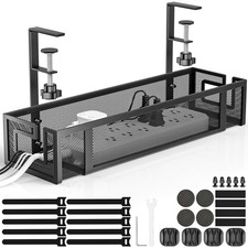 Under Desk Cable Management Tray, 15.75" No Drill Cable Management Under Desk...
