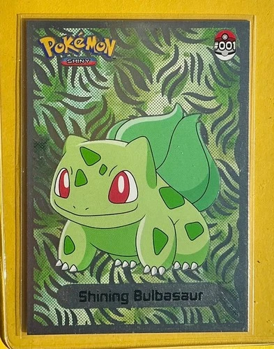 💥 Shiny BULBASAUR Pokemon Vintage Art CARD Metallic Foil Collectible Anime NM💥