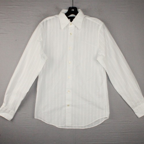 VTG Express Design Studio Mens S White Tone on Tone Stripe Shirt Modern Fit