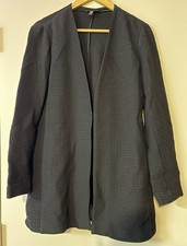 Eileen Fisher Black Textured Open-Front Long ...