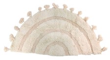 KOEXM Half Circle Beige Boho Tassels Cotton Hand-Woven Bathroom Rugs, 45x75