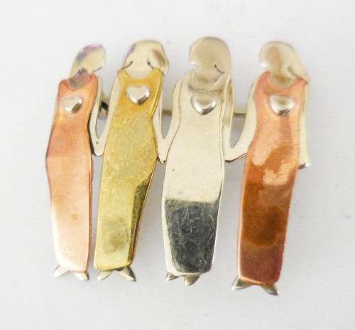 VINTAGE MIMA & OLY BROOCH MIXED MATERIALS LADIES DESIGN