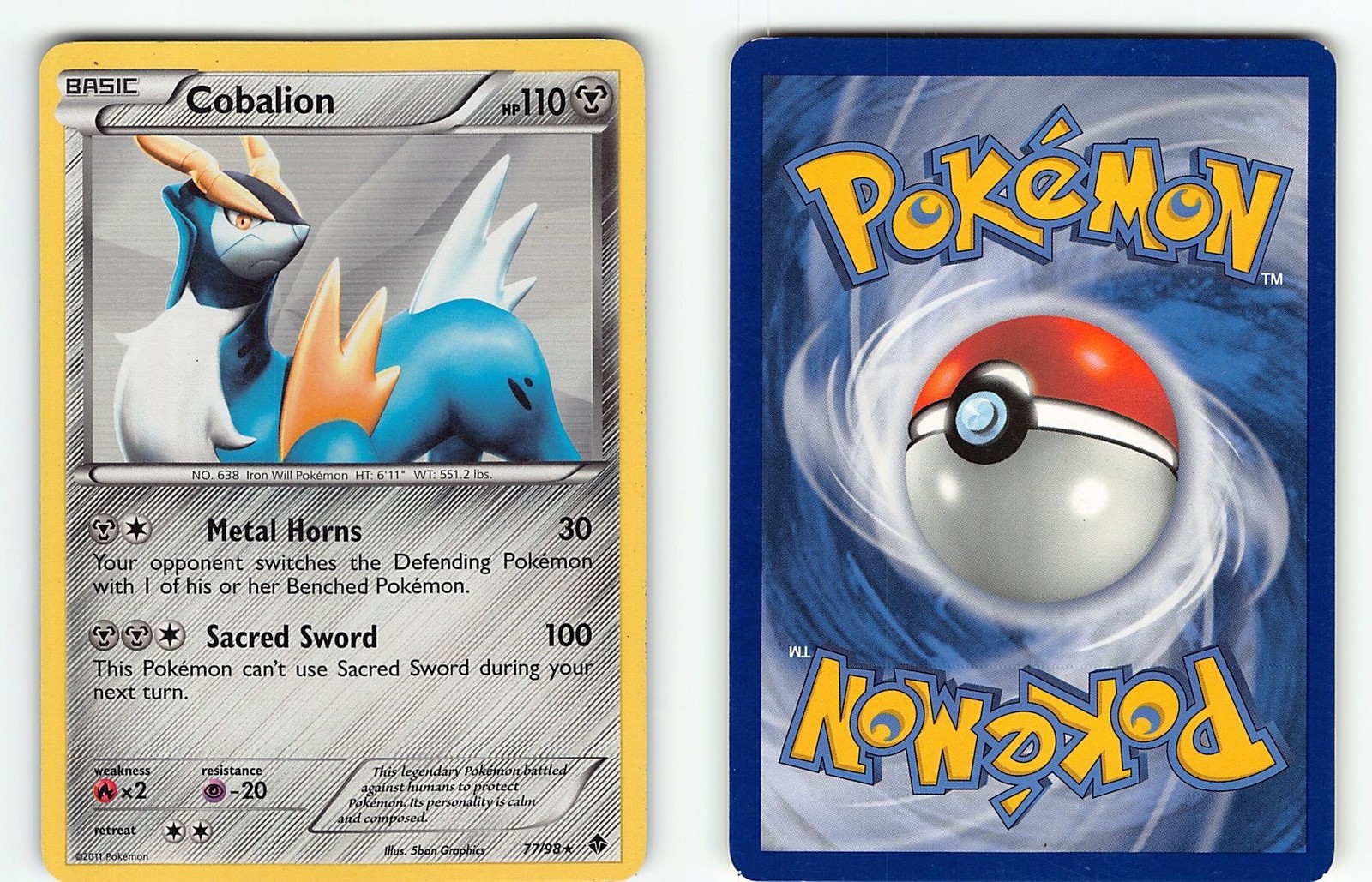 COBALION 77/98 HOLO RARE EMERGING POWERS POKEMON HP