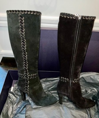 PRADA Black Suede Knee High Boots 37.5 (US 7.5)