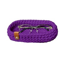 Eyeglasses Holder Cute Crochet Glasses Storage Basket Night Stand Decor Purple