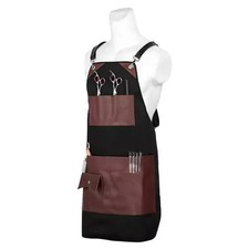 Regale Professional Barber And Work Apron Black With Brown Accents