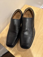 New George Shoes Mens 8 Dominic Dress Loafer Black Leather Square Toe EUC