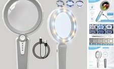 45X Magnifying Glass with Light, 1200mAh USB Rechargeable, 6 Light Modes, Gray