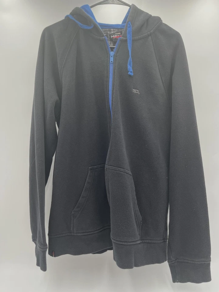 Sudadera con Capucha Hawk Cremallera Para Hombres XL Negra Azul Polar Sudadera con Capucha Cremallera Completa Chaqueta Foto 2 de 4