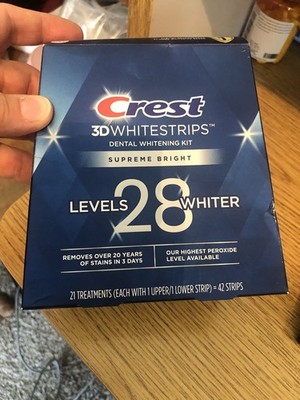 Crest 3D White Strips Dental Whitening Kit, Pro Level Results, Exp. 3/6/26