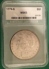 1879 S Morgan Silver Dollar BU graded by NTC (#154)