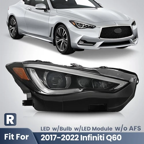 For 2017-2022 Infiniti Q60 LED Headlight w/LED Module w/o AFS Passenger Side