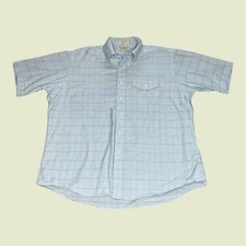 Vintage USA LL Bean Mens Short Sleeve Shirt Plaid Blue Casual Size 17.5