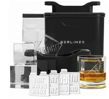 Berlinzo Clear Ice Cube Mold – 4 XL 2.1" Cocktail/Whiskey Cubes, Open Box