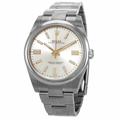Pre-Owned Silver Dial Rolex Oyster Perpetual 41 Ref 124300 Full Set