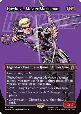 x1 Hawkeye, Master Marksman - Foil - Borderless R MTG Marvel Super Heroes M/NM, 