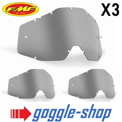 FMF Powerbomb Powercore 100% Gen 1 Ersatz Motocross Brille Linse - Rauch x3