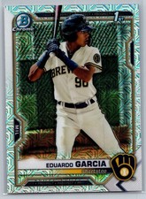 2021 bowman mega box baseball eduardo garcia 1st chrome mojo refractor #191