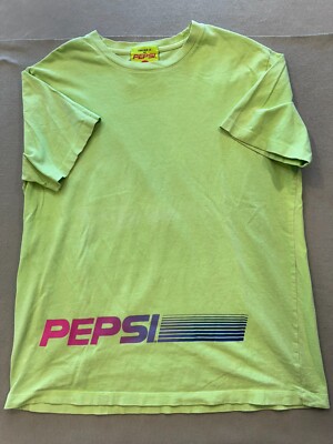 Pepsi T Shirt Men's Large Forever 21 Lime Green 80' Style Graphic
