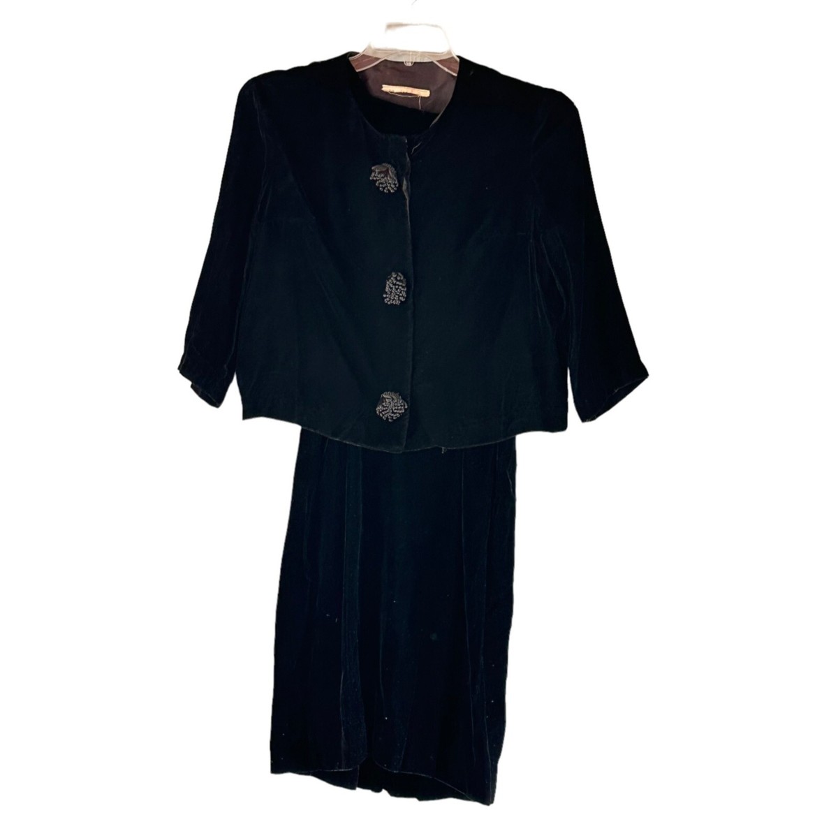 Vintage 60s Velvet Suit Dress Small Party ILGWU USA Black Jacket Audrey  Hepburn | eBay