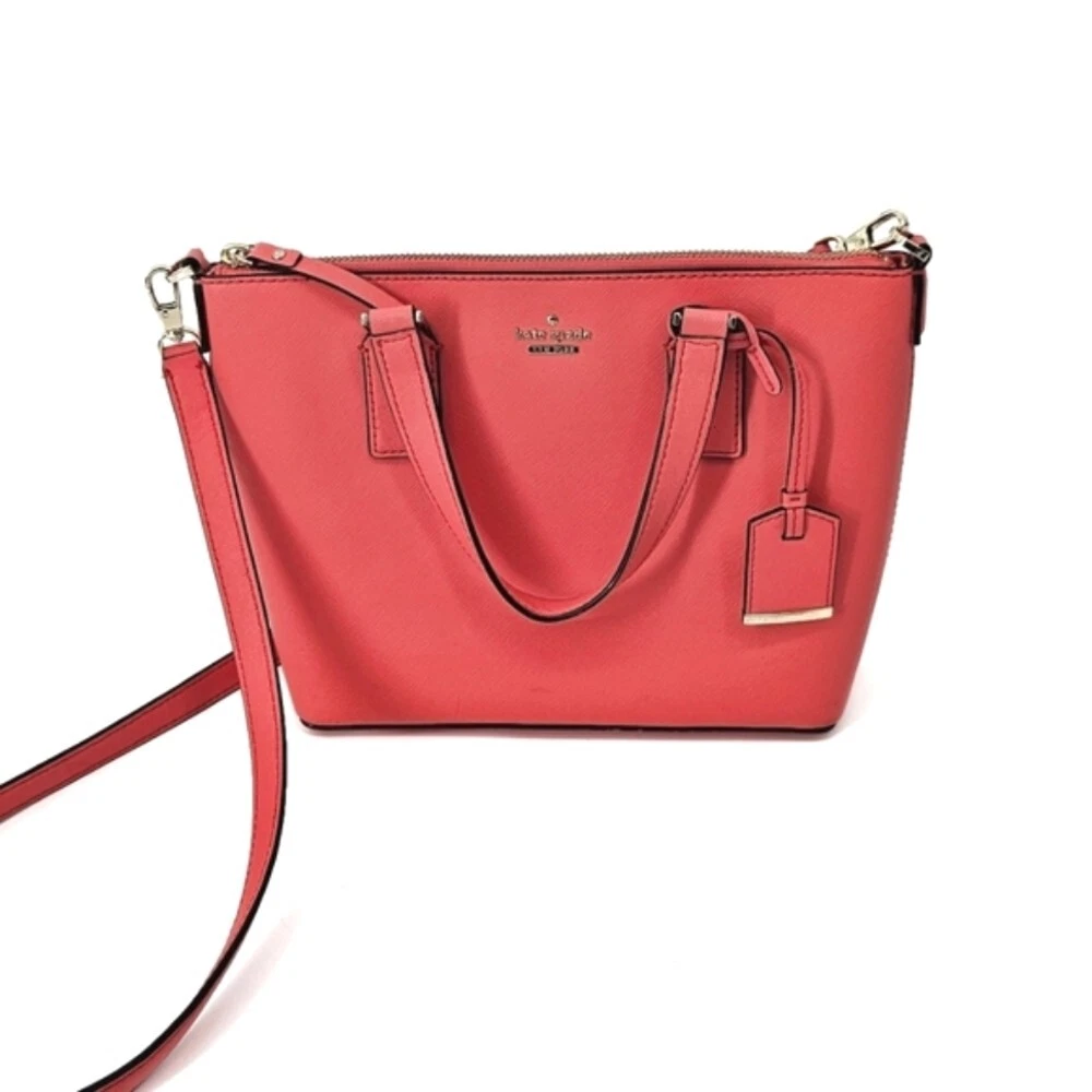 Buy the Kate Spade New York Double Zip Crossbody Purse Bag in Coral Leather