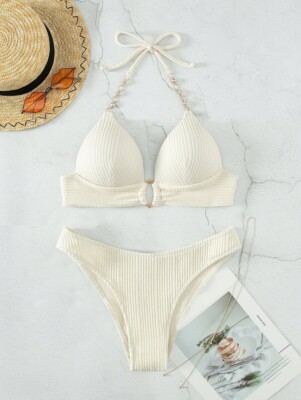 TOP ANGEBOT  Sommer Strand Ketten verziertes Neckholder Push-Up Bikini-Set