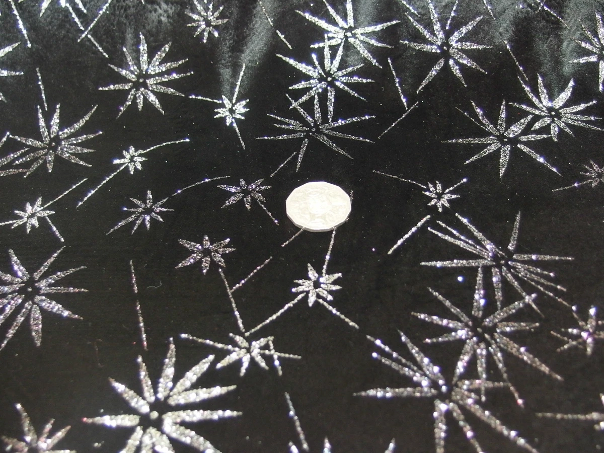 Fabric Black Stretch Velvet with Silver Glitter, Dance 1.4 Metre X 1.45, New  