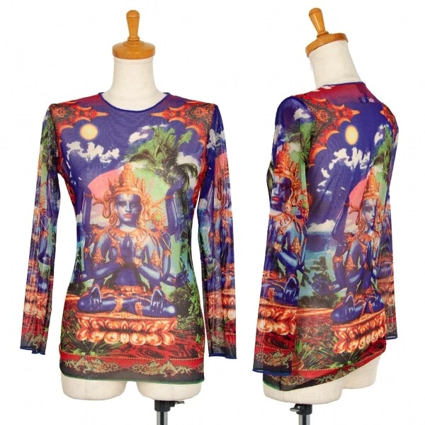 Jean-Paul GAULTIER FEMME God Printed Long Sleeve Top Size 40(K-105626)