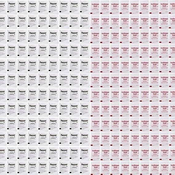 Paquetes de sal y pimienta 6000 en total (3000 sal yodada y 3000 pimienta negra molida)