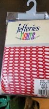 Jefferies Girls Tights Red Fishnet Retro Mesh Nylon Fashion Costume Size 10 - 14