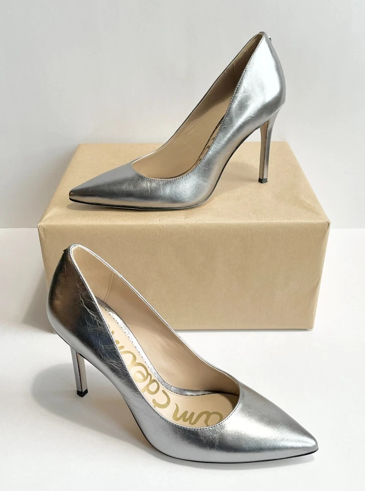 Zapatos de tacón alto Sam Edelman para mujer talla 6,5 avellana metálicos champán punta puntiaguda Foto 2 de 4