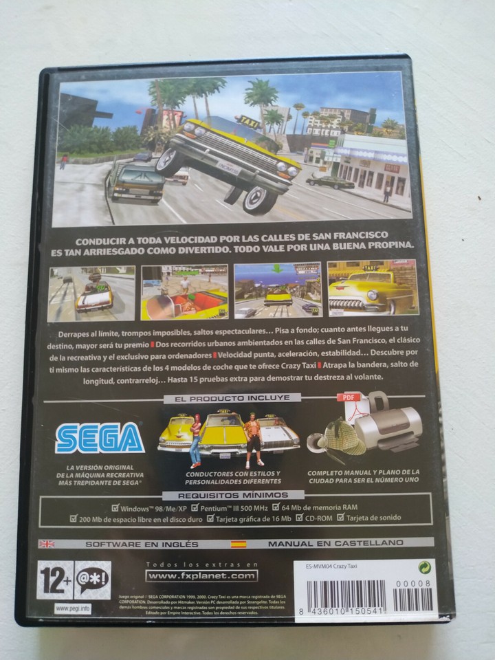 Crazy Taxi SEGA Game for PC CDRom in English Manual in Spanish eBay