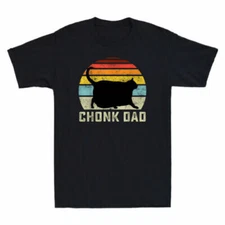 Chonk Cat Dad Funny Meme Retro Style Daddy Cats Vintage Men's T-Shirt Black Tee