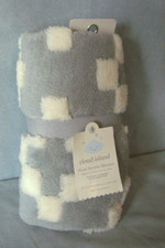 CLOUD ISLAND Grey  White Squares Plush Baby BLANKET Lovey 25x25 NEW